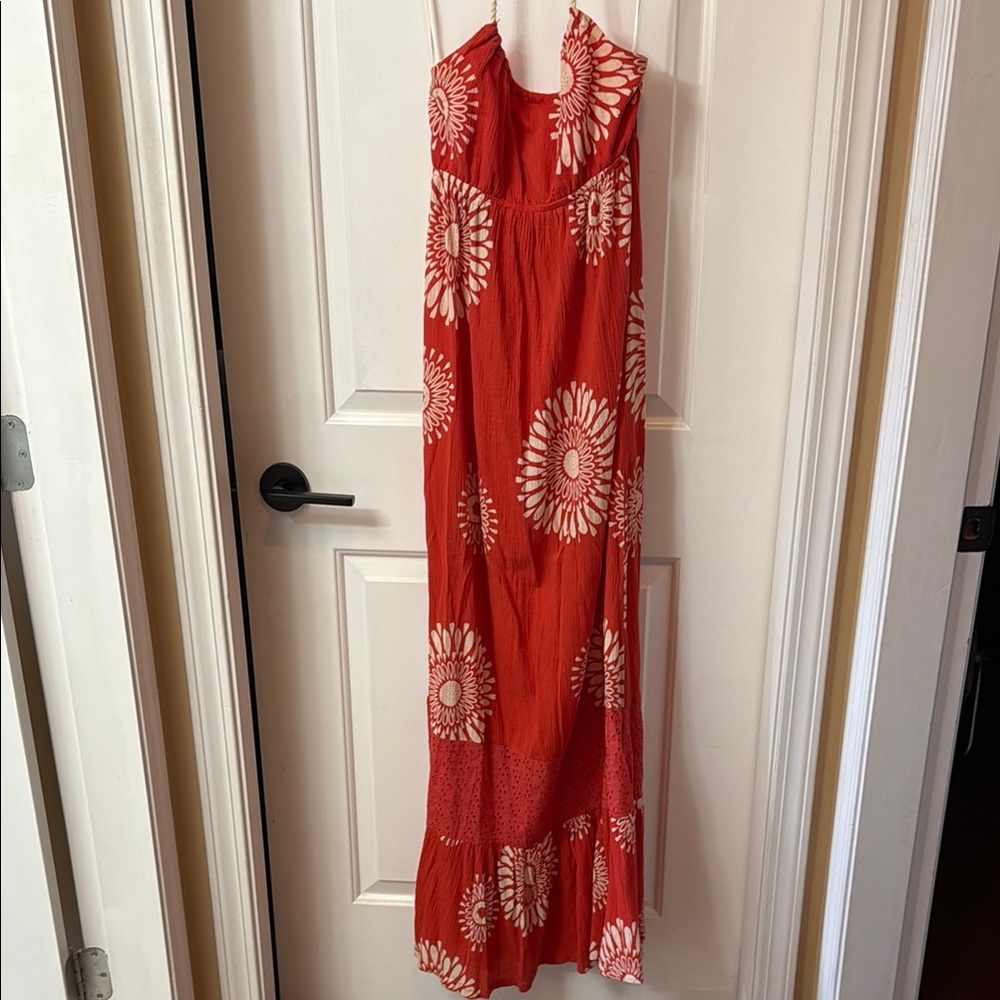 Roxy Red Floral Halter Maxi Dress